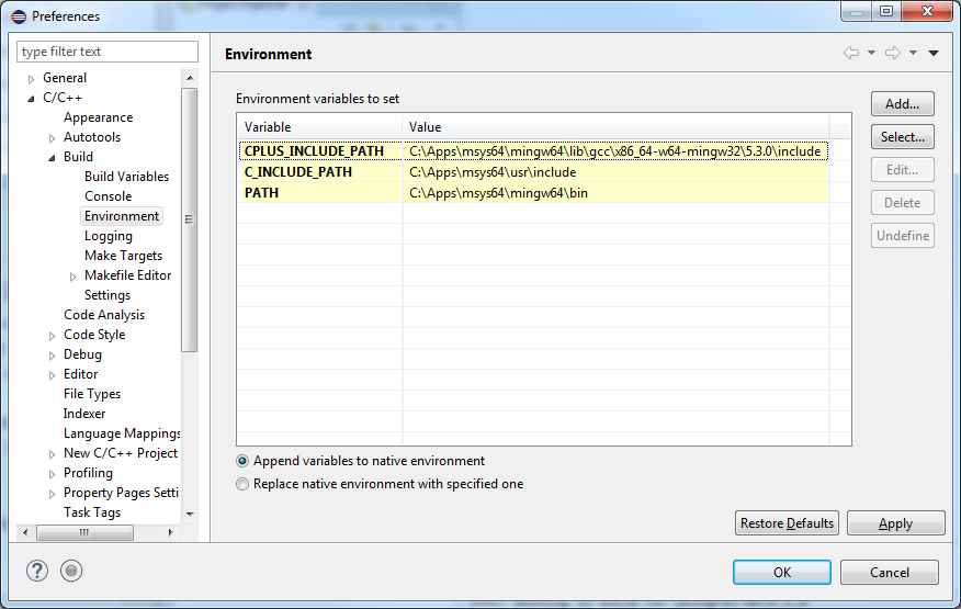 Screenshot of
          Eclipse Environment